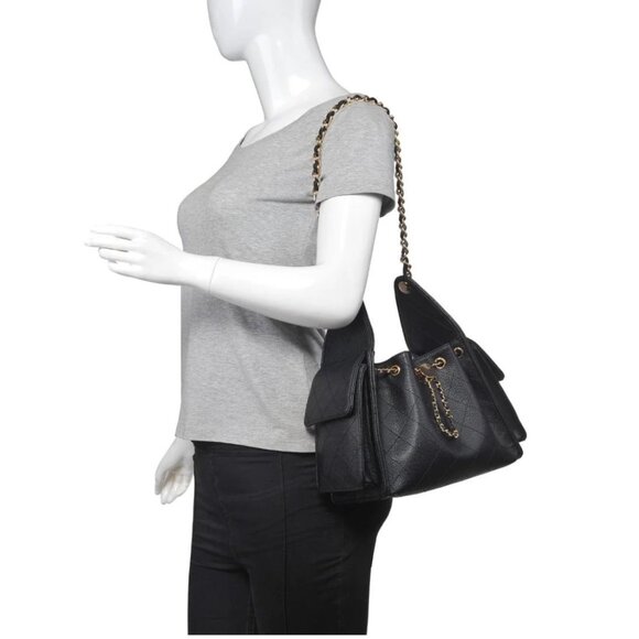 NWT Black Willow Vegan Leather Hobo Bag – Gold Chain Strap Shoulder Purse - Picture 1 of 4